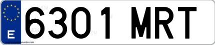 Ejemplo de matrícula española 6301 MRT