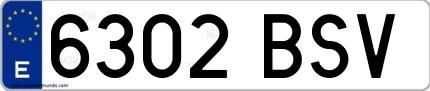 Ejemplo de matrícula española 6302 BSV
