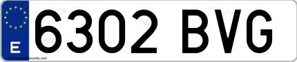 Ejemplo de matrícula española 6302 BVG