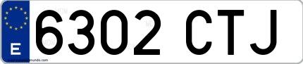 Ejemplo de matrícula española 6302 CTJ
