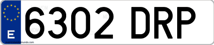 Ejemplo de matrícula de coche ordinaria 6302 DRP