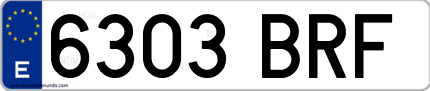 Ejemplo de matrícula de coche ordinaria 6303 BRF