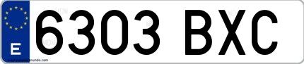 Ejemplo de matrícula española 6303 BXC