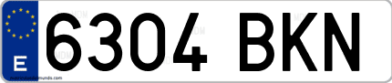Ejemplo de matrícula de coche ordinaria 6304 BKN