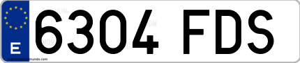 Ejemplo de matrícula de coche ordinaria 6304 FDS