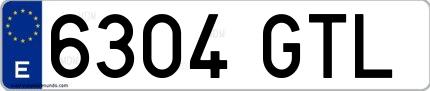 Ejemplo de matrícula española 6304 GTL