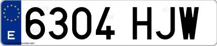 Ejemplo de matrícula española 6304 HJW