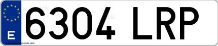 Ejemplo de matrícula española 6304 LRP