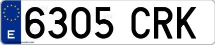 Ejemplo de matrícula española 6305 CRK