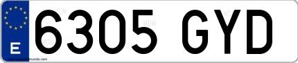 Ejemplo de matrícula española 6305 GYD