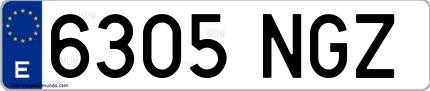 Ejemplo de matrícula española 6305 NGZ