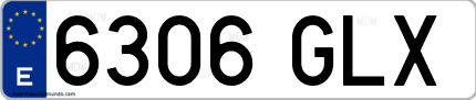 Ejemplo de matrícula de coche ordinaria 6306 GLX