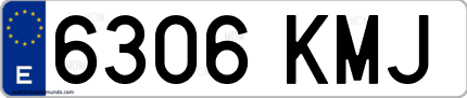 Ejemplo de matrícula de coche ordinaria 6306 KMJ