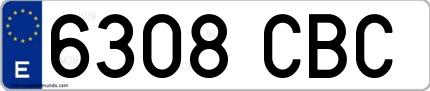 Ejemplo de matrícula española 6308 CBC