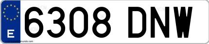 Ejemplo de matrícula española 6308 DNW
