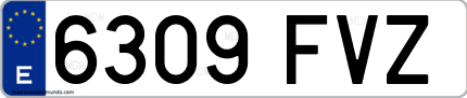 Ejemplo de matrícula de coche ordinaria 6309 FVZ