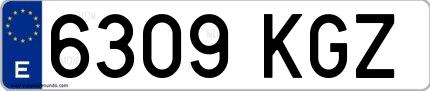 Ejemplo de matrícula española 6309 KGZ