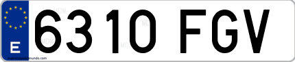 Ejemplo de matrícula de coche ordinaria 6310 FGV