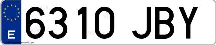 Ejemplo de matrícula española 6310 JBY