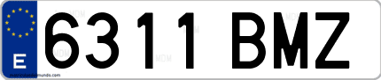 Ejemplo de matrícula de coche ordinaria 6311 BMZ