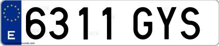 Ejemplo de matrícula española 6311 GYS