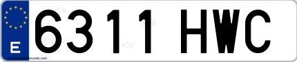 Ejemplo de matrícula española 6311 HWC