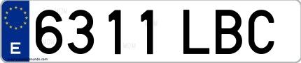 Ejemplo de matrícula española 6311 LBC