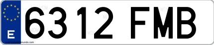 Ejemplo de matrícula española 6312 FMB