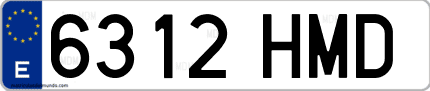 Ejemplo de matrícula de coche ordinaria 6312 HMD