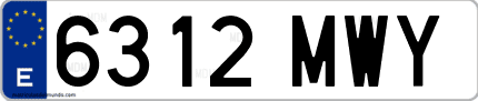 Ejemplo de matrícula de coche ordinaria 6312 MWY