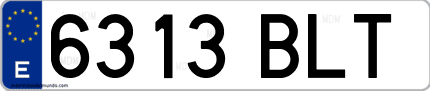 Ejemplo de matrícula de coche ordinaria 6313 BLT