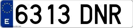 Ejemplo de matrícula española 6313 DNR