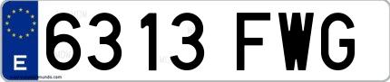 Ejemplo de matrícula española 6313 FWG