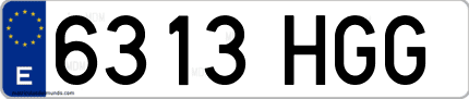 Ejemplo de matrícula de coche ordinaria 6313 HGG