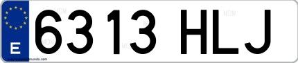 Ejemplo de matrícula española 6313 HLJ