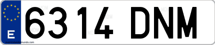 Ejemplo de matrícula de coche ordinaria 6314 DNM
