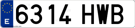 Ejemplo de matrícula de coche ordinaria 6314 HWB