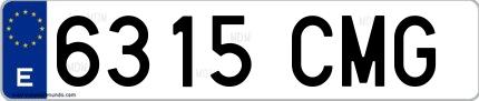 Ejemplo de matrícula española 6315 CMG