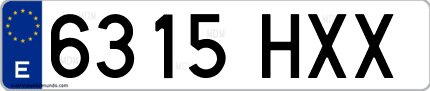 Ejemplo de matrícula de coche ordinaria 6315 HXX