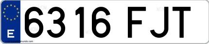 Ejemplo de matrícula española 6316 FJT