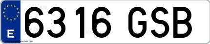 Ejemplo de matrícula española 6316 GSB