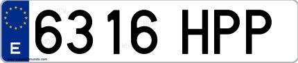 Ejemplo de matrícula española 6316 HPP