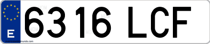 Ejemplo de matrícula de coche ordinaria 6316 LCF