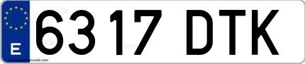 Ejemplo de matrícula española 6317 DTK