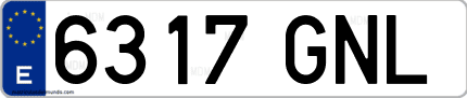Ejemplo de matrícula de coche ordinaria 6317 GNL