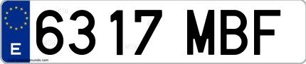 Ejemplo de matrícula española 6317 MBF