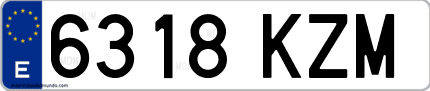 Ejemplo de matrícula de coche ordinaria 6318 KZM