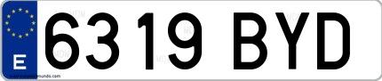 Ejemplo de matrícula española 6319 BYD