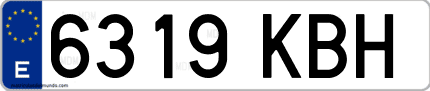 Ejemplo de matrícula de coche ordinaria 6319 KBH