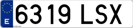 Ejemplo de matrícula española 6319 LSX